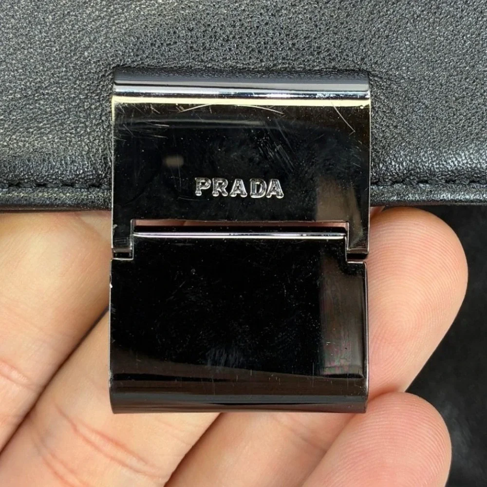 Prada Messenger Bag Men's OS Black Leather Crossbody Italian Designer Luxury